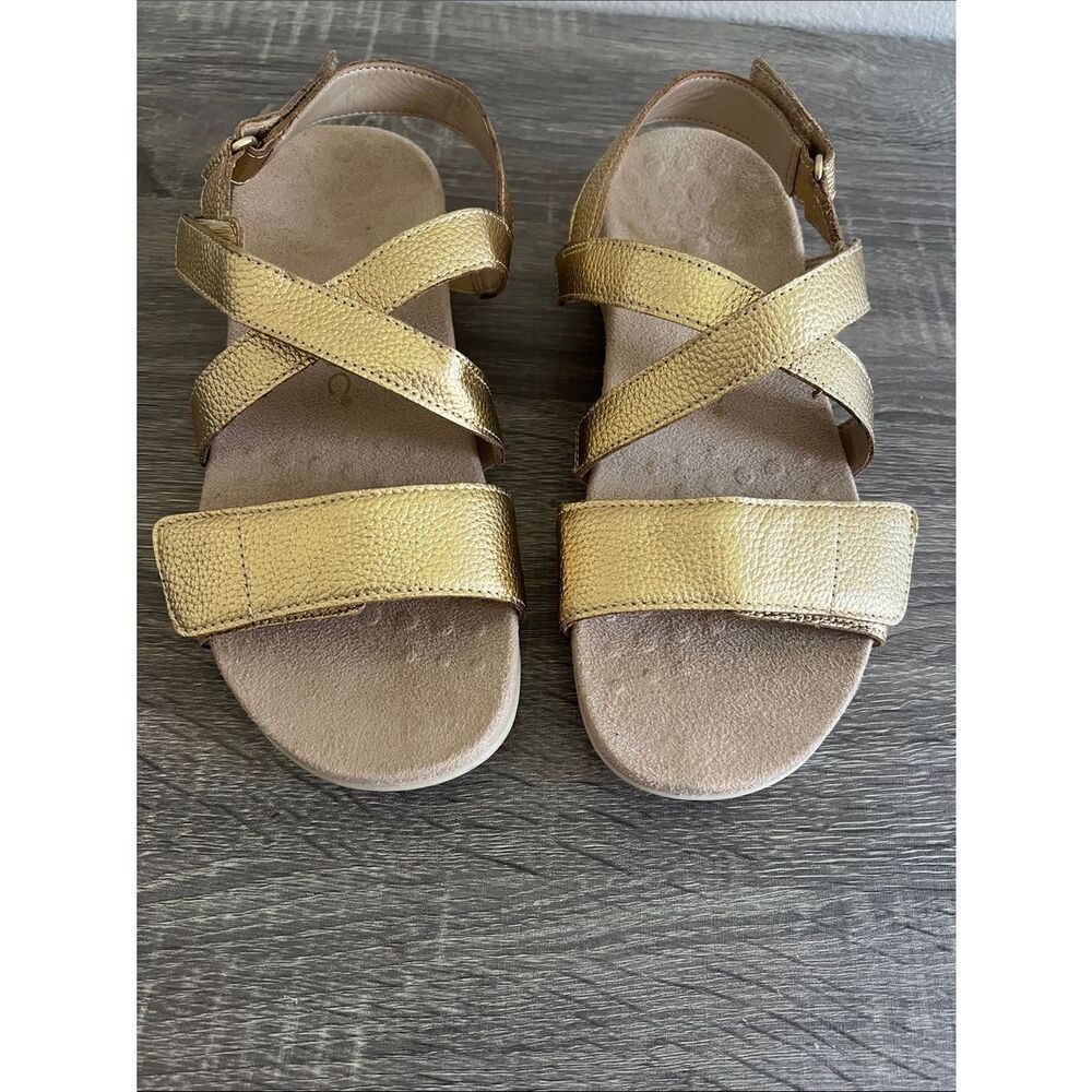 Vionic Rays Gold Metallic Comfort Sandals Adjustable 7 - Picture 5 of 6
